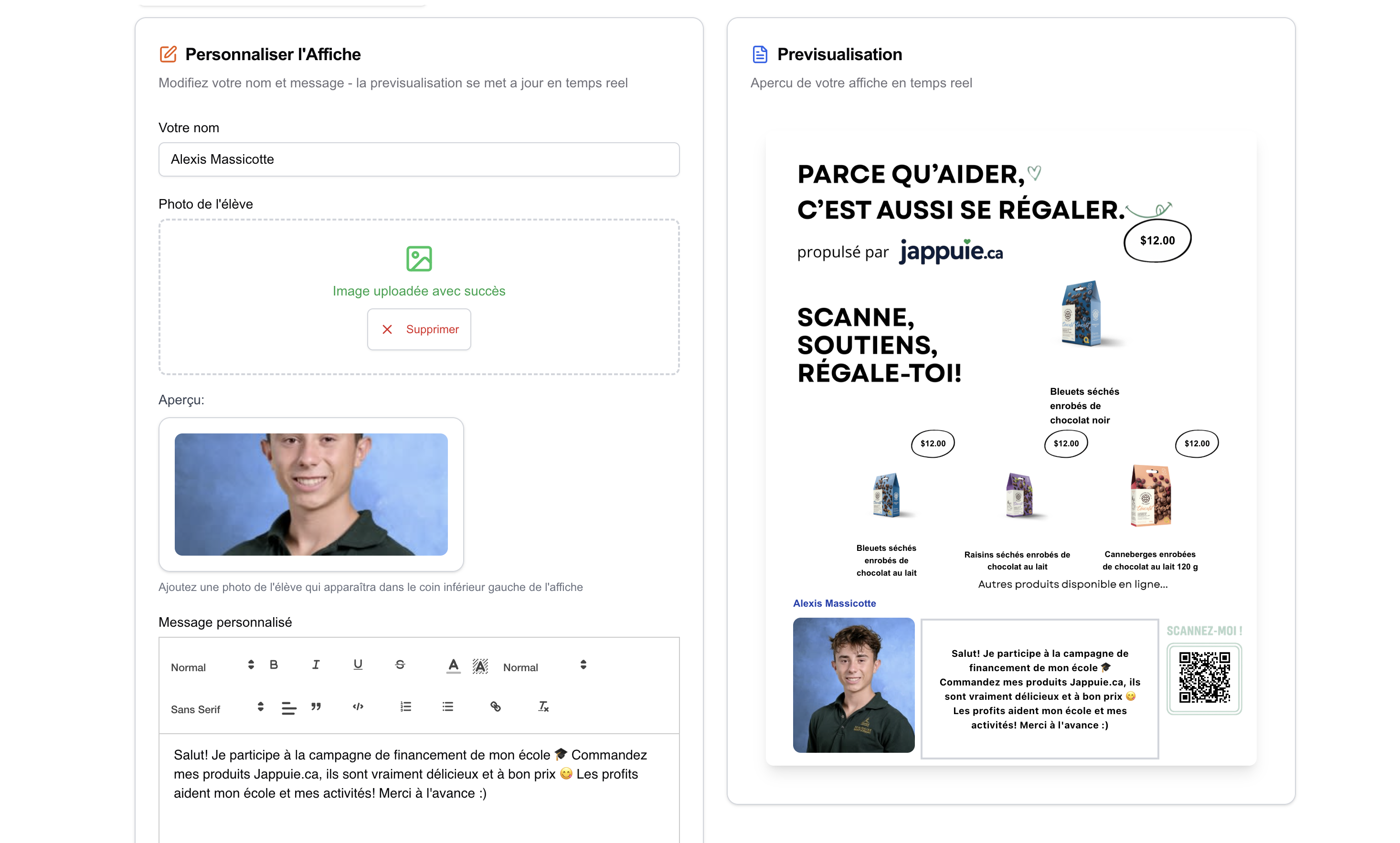 Génération d'affiche personnalisée